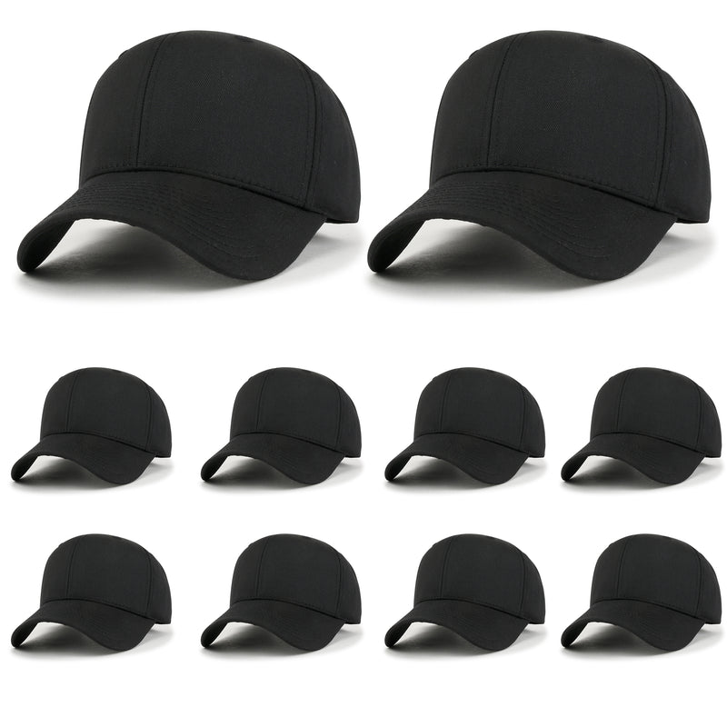 ililily 10 Bulk Pack Blank Six Panel Cotton Baseball Cap Basic Trucker Hat
