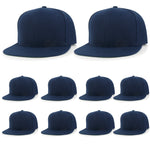 ililily 10 Bulk Pack Blank Six Panel Flat Bill Baseball Cap Basic Trucker Hat