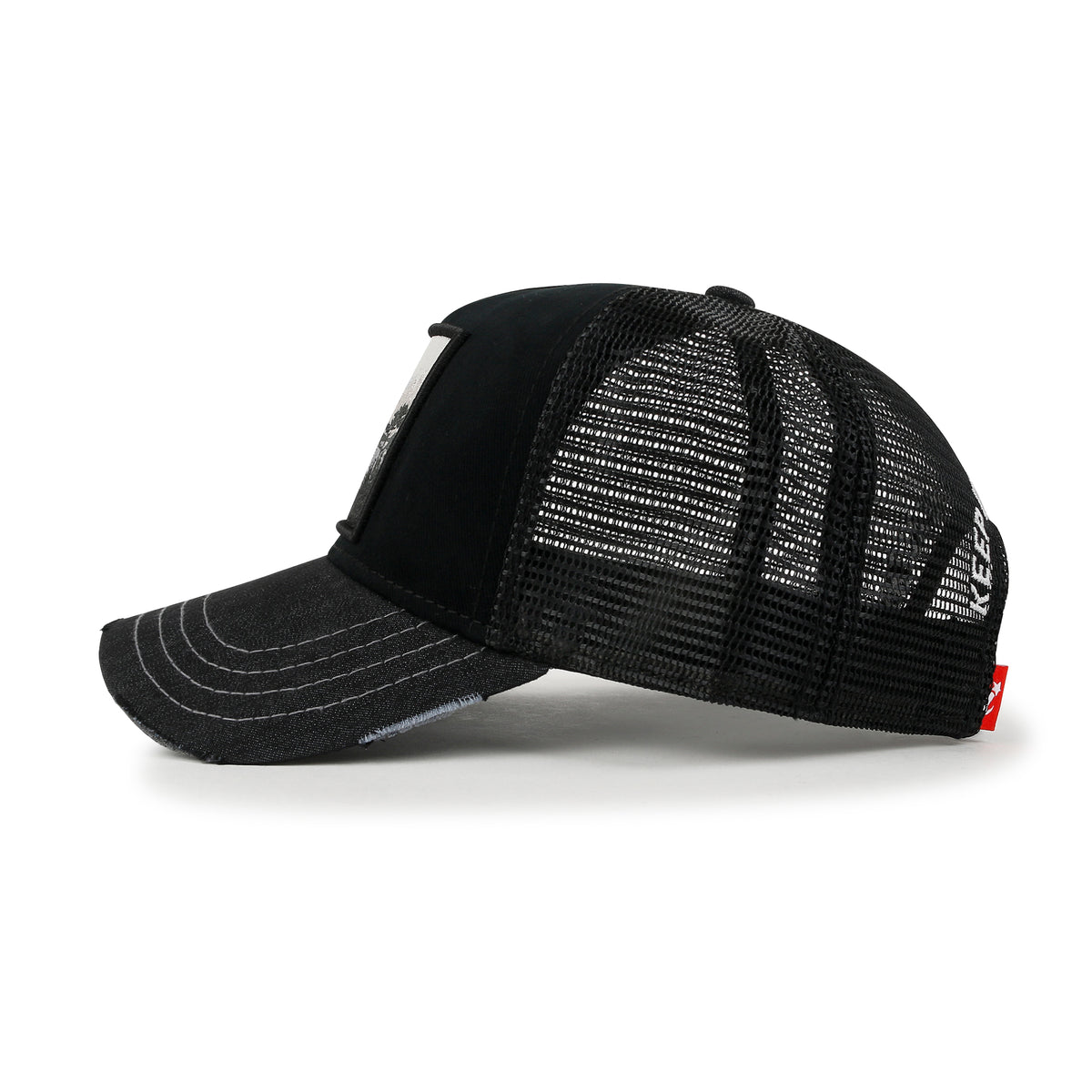ililily PREMIUM Forest Embroidery Cotton Trucker Hat Distressed Baseball Cap