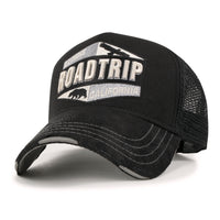ililily Premium ROAD TRIP Embroidery Hexagon Patch Hat Vintage Baseball Cap