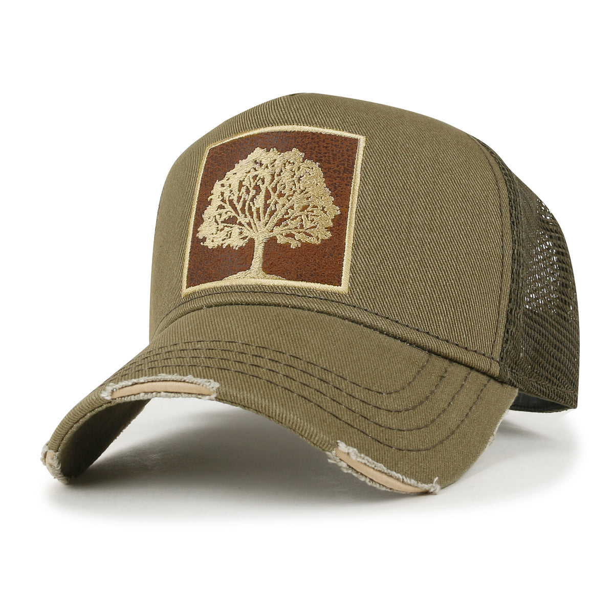 ililily PREMIUM Tree Embroidery Patch Cotton Hat Distressed Baseball Cap