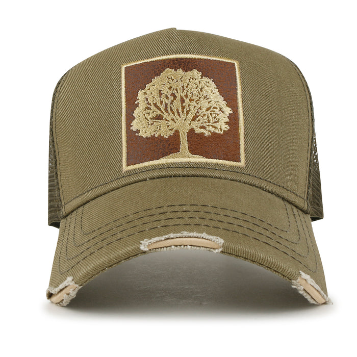 ililily PREMIUM Tree Embroidery Patch Cotton Hat Distressed Baseball Cap