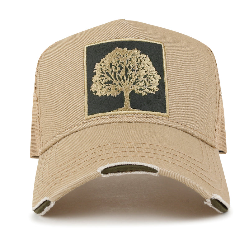 ililily PREMIUM Tree Embroidery Patch Cotton Hat Distressed Baseball Cap