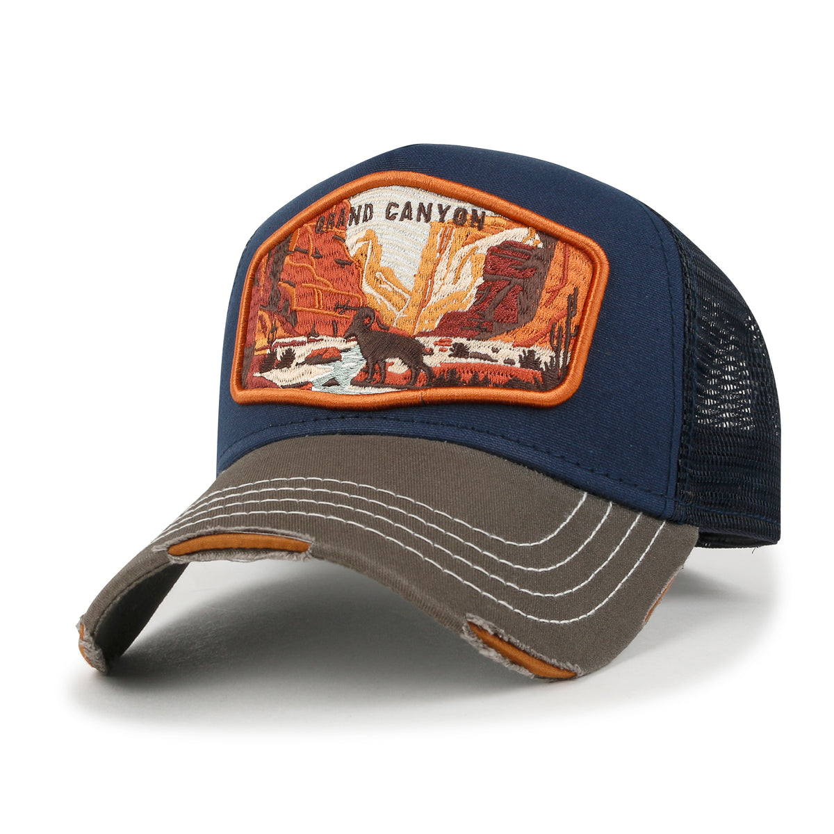 ililily Premium Grand Canyon Embroidery Baseball Cap Structured Trucker Hat