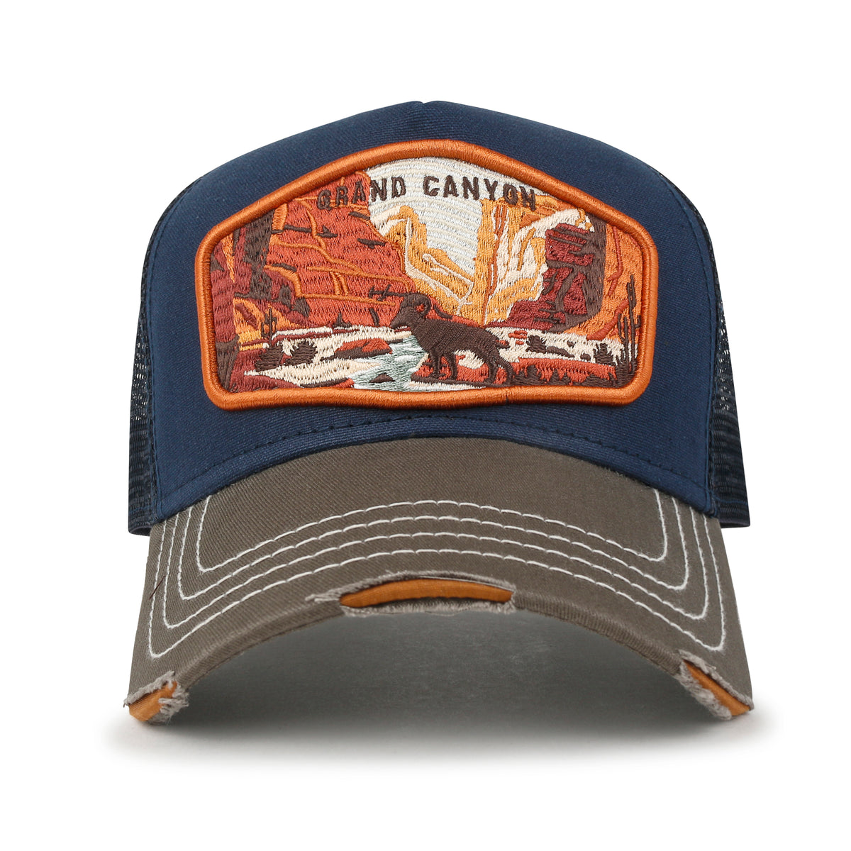 ililily Premium Grand Canyon Embroidery Baseball Cap Structured Trucker Hat