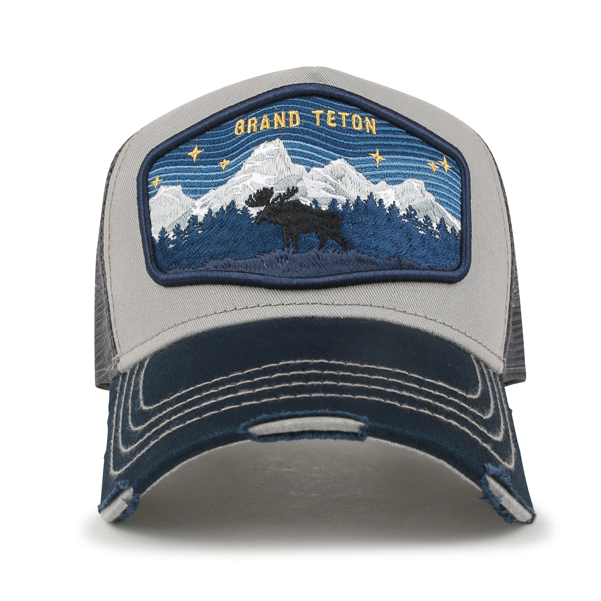 ililily Premium Grand Teton Embroidery Baseball Cap Structured Trucker Hat