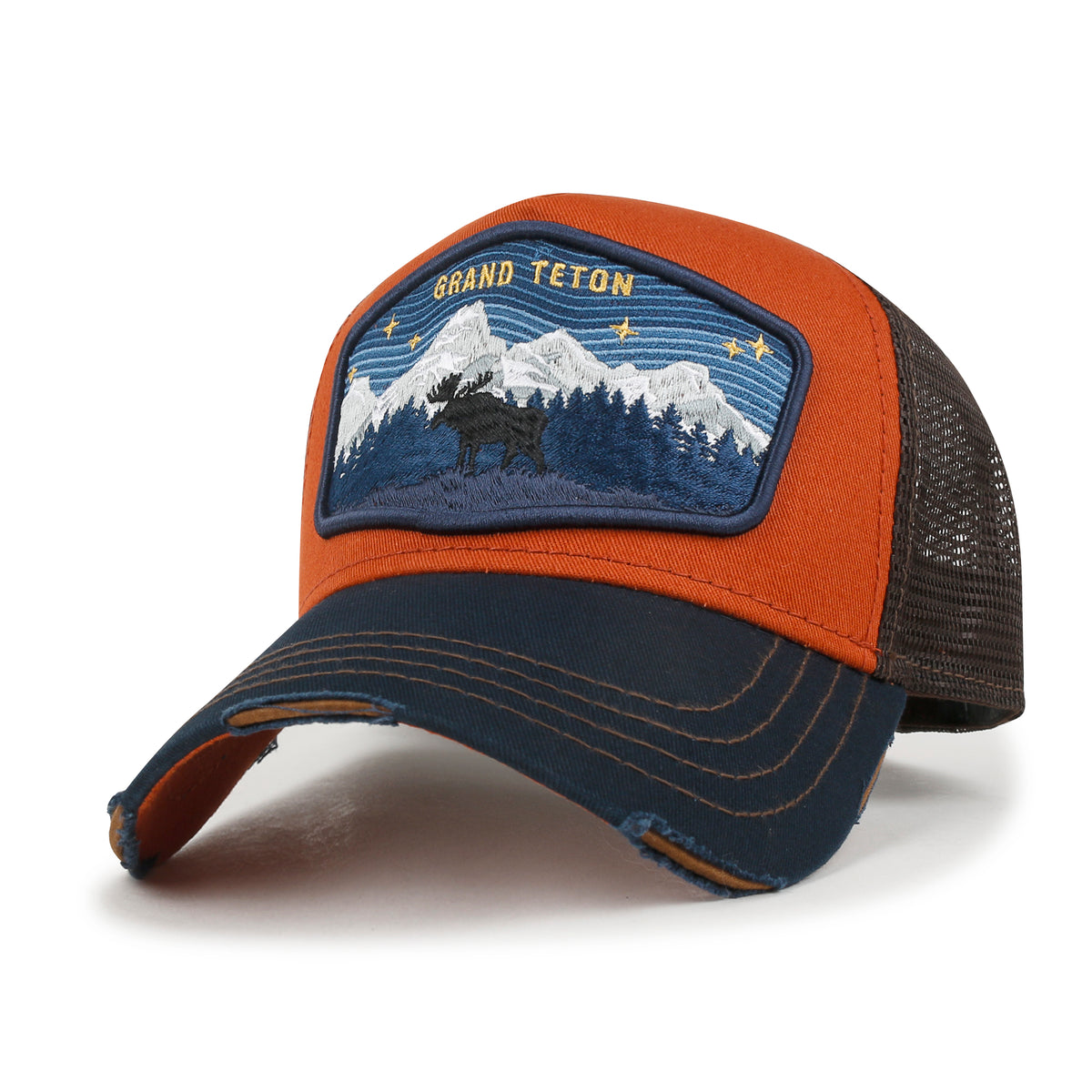 ililily Premium Grand Teton Embroidery Baseball Cap Structured Trucker Hat