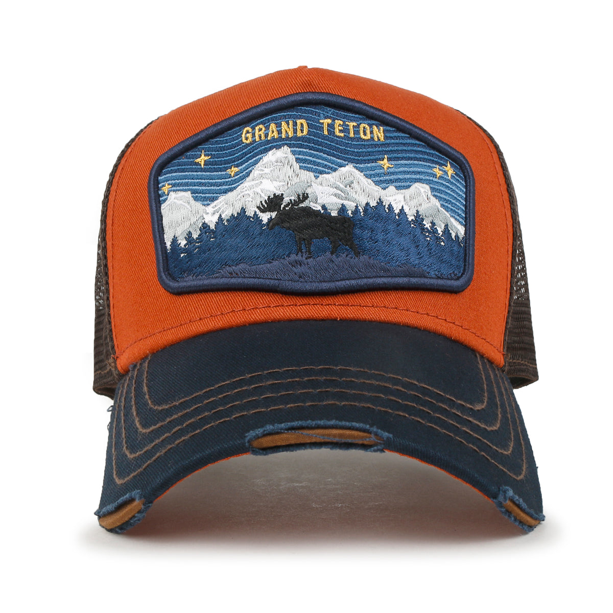 ililily Premium Grand Teton Embroidery Baseball Cap Structured Trucker Hat