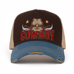 ililily PREMIUM Cowboy Wild West Vintage Baseball Cap Structured Trucker Hat