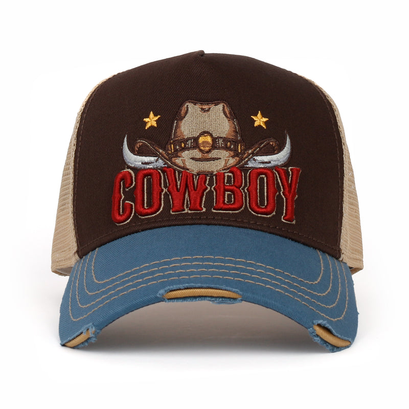 ililily PREMIUM Cowboy Wild West Vintage Baseball Cap Structured Trucker Hat