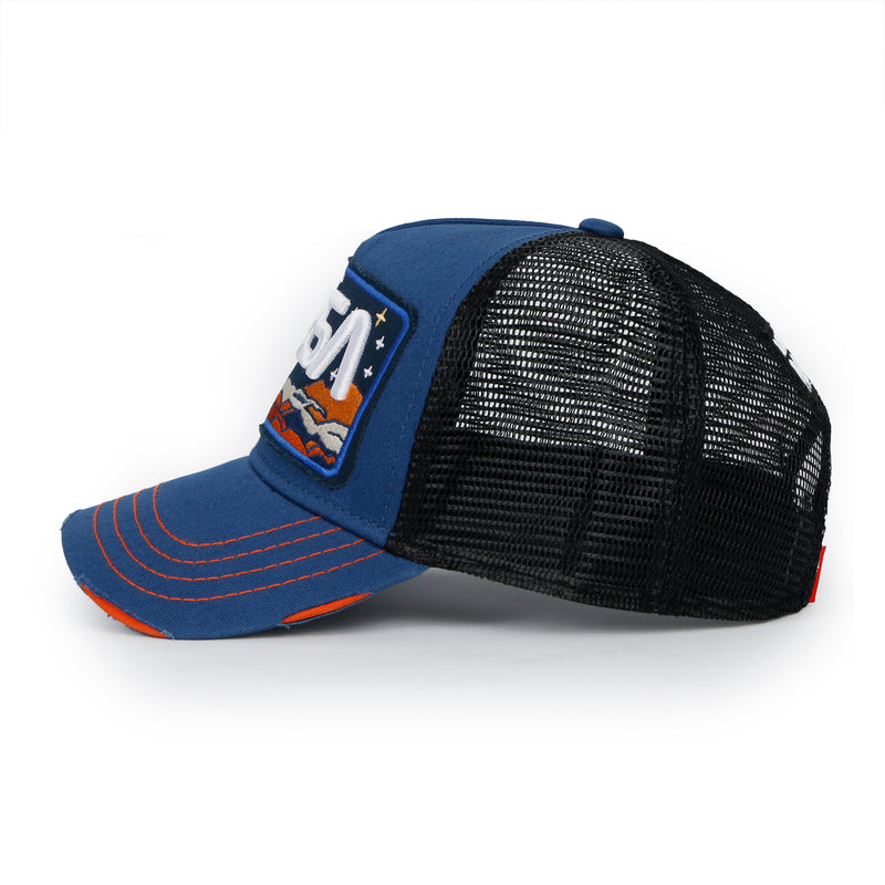 ililily PREMIUM NASA Mars Mission Embroidered Distressed Trucker Cap