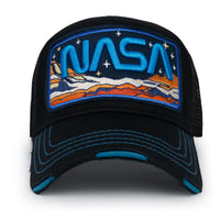 ililily PREMIUM NASA Mars Mission Embroidered Distressed Trucker Cap