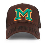 ililily PREMIUM Letter M Embroidered Cotton Trucker Cap Varsity Baseball Cap