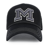 ililily PREMIUM Letter M Embroidered Cotton Trucker Cap Varsity Baseball Cap
