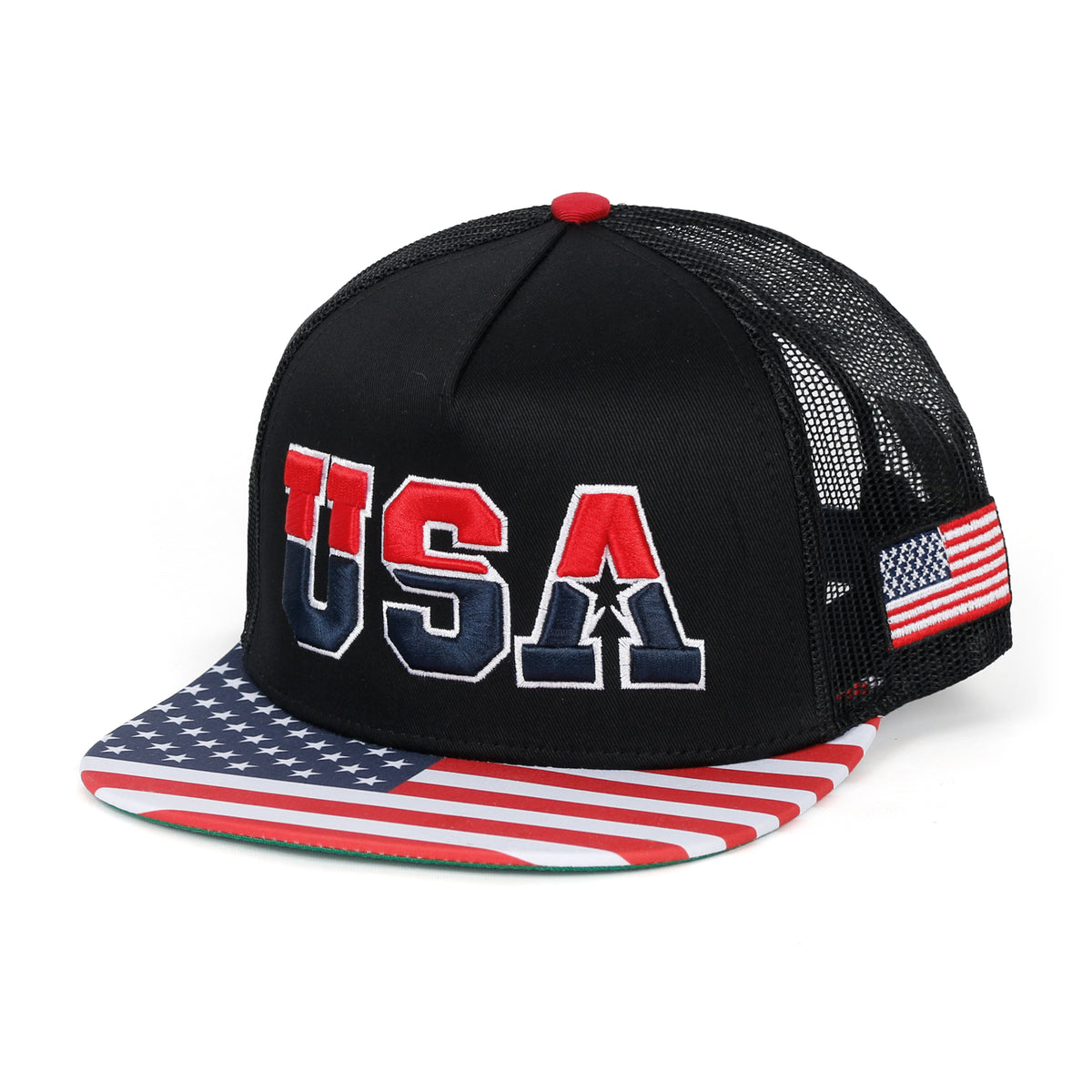 ililily United States Of America USA Flag Embroidery Trucker Hat Baseball Cap
