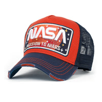 ililily PREMIUM NASA Mars Mission Embroidered Distressed Trucker Cap