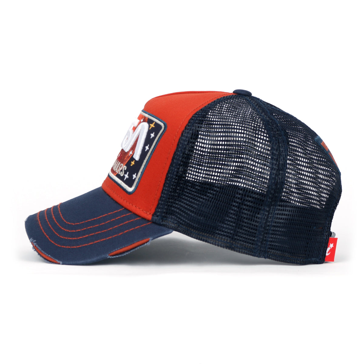 ililily PREMIUM NASA Mars Mission Embroidered Distressed Trucker Cap