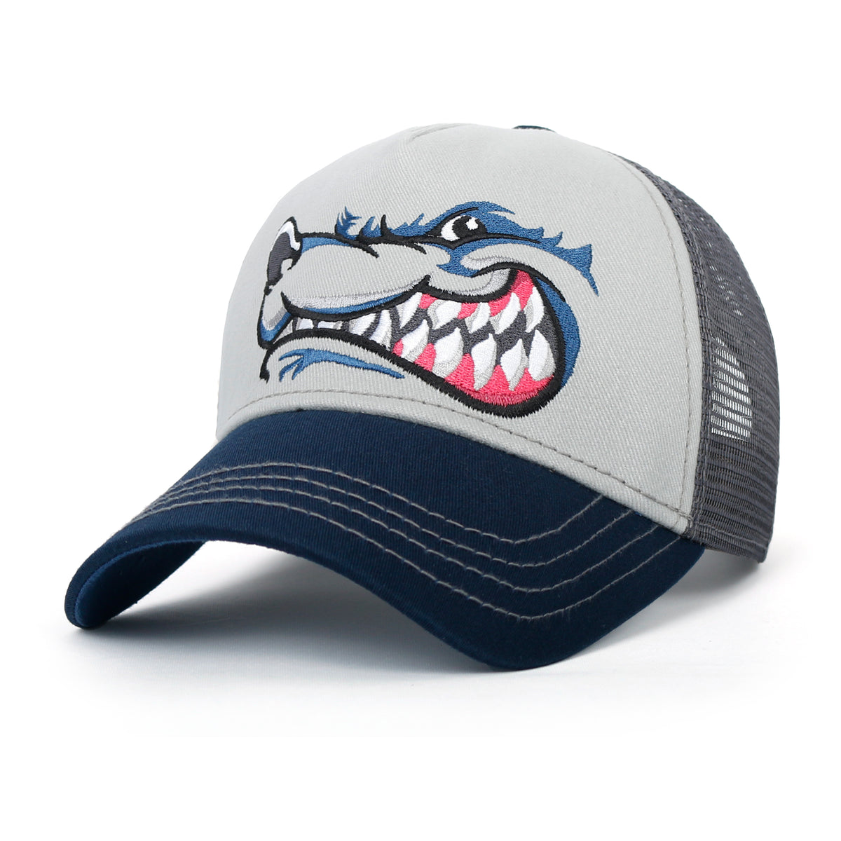 ililily PREMIUM Wolf Mascot Embroidery Trucker Hat Mesh Back Baseball Cap