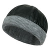 ililily Faux Leather Solid Color Skully Beanie Ribbed Knit Band Hat