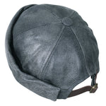 ililily Faux Leather Solid Color Short Beanie Strap Back Winter Hat Casual Cap