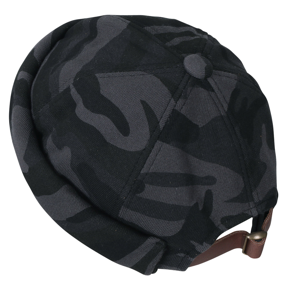 ililily Camouflage Pattern Cotton Short Beanie Strap Back Soft Hat Casual Cap