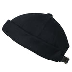 ililily Solid Color Cotton Short Beanie Strap Back Casual Cap Soft Hat