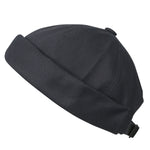 ililily Solid Color Cotton Short Beanie Strap Back Casual Cap Soft Hat