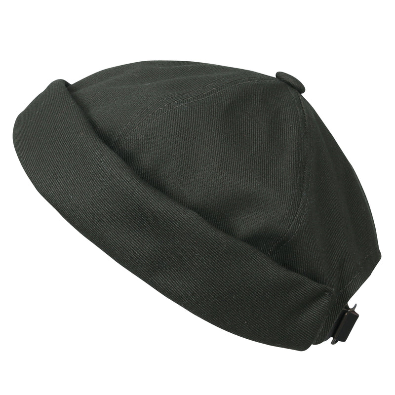 ililily Solid Color Cotton Short Beanie Strap Back Casual Cap Soft Hat