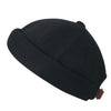 ililily Solid Color Cotton Short Beanie Strap Back Casual Hat Soft Cap