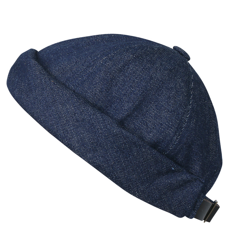 ililily Howels Denim Cotton Short Beanie Strapback Casual Hat Soft Cap