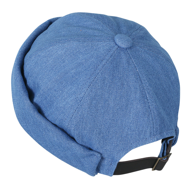 ililily Howels Denim Cotton Short Beanie Strapback Casual Hat Soft Cap