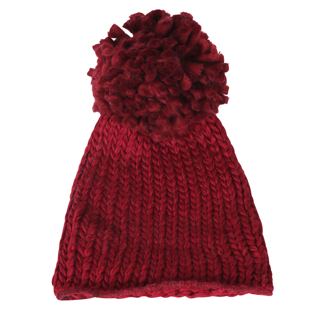 ililily Solid Color Fold Over Long Pompom Beanie Winter Ribbed Knit Slouchy Hat