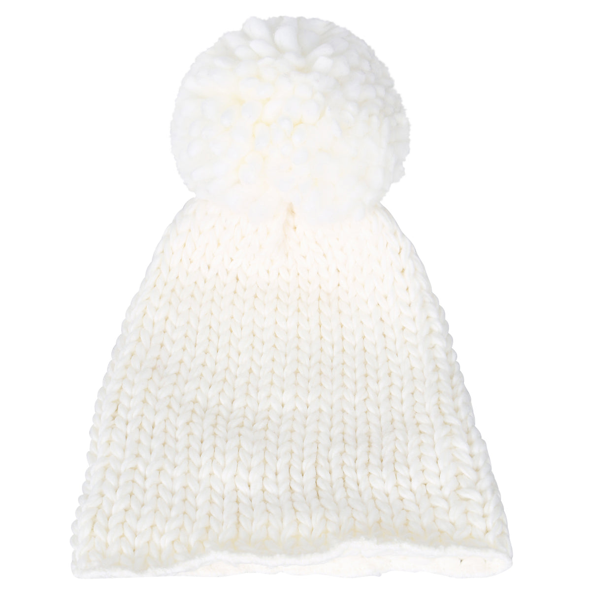 ililily Solid Color Fold Over Long Pompom Beanie Winter Ribbed Knit Slouchy Hat