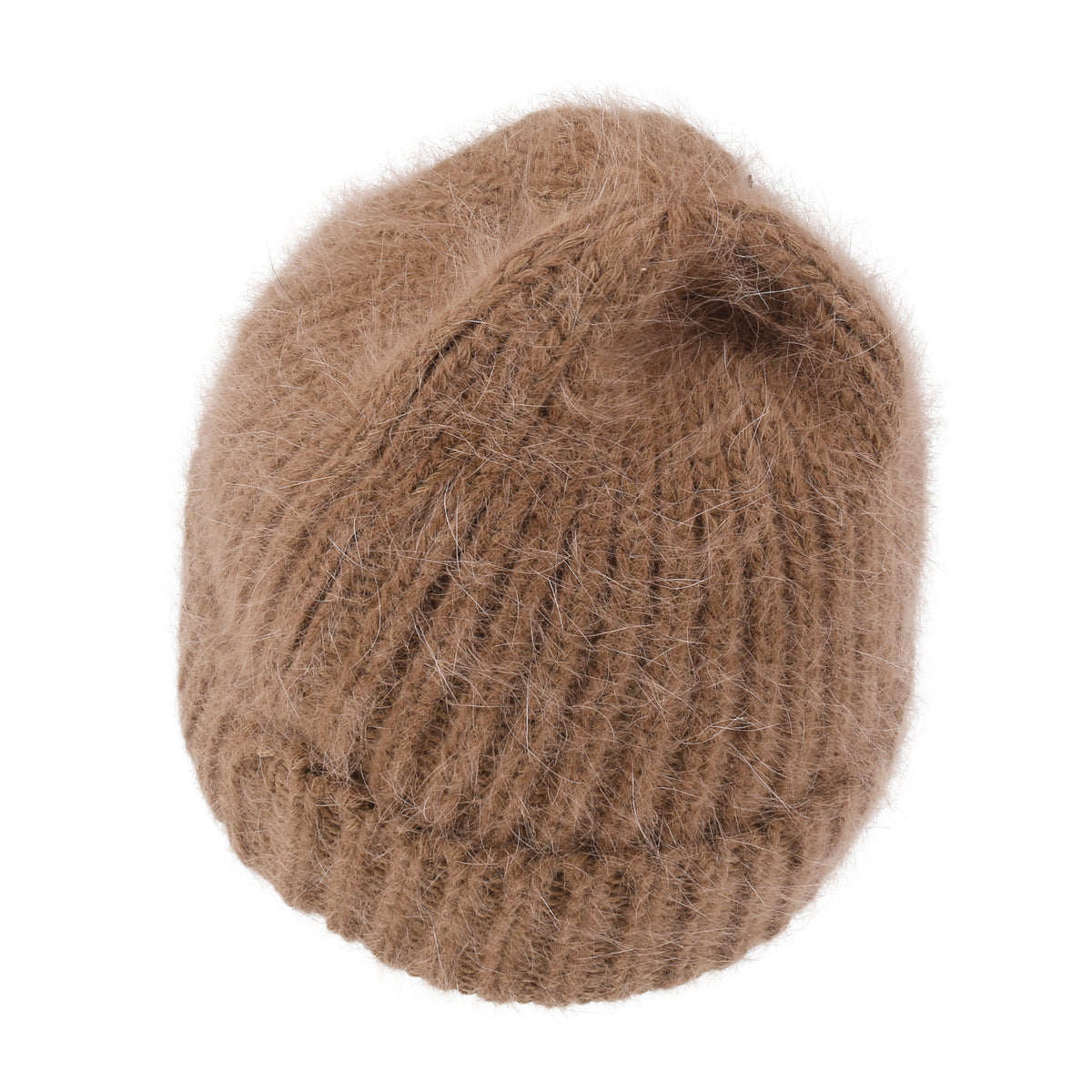 ililily Angora Blended Color Fold Over Short Beanie Ribbed Knit Winter Hat