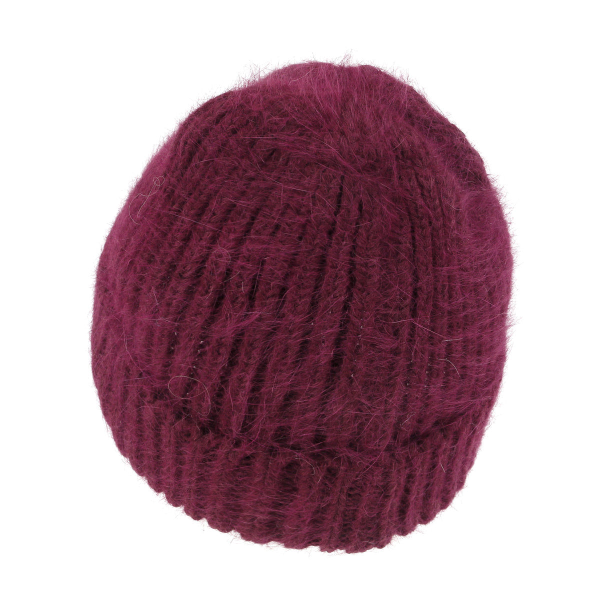 ililily Angora Blended Color Fold Over Short Beanie Ribbed Knit Winter Hat