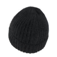ililily Angora Blended Color Fold Over Short Beanie Ribbed Knit Winter Hat