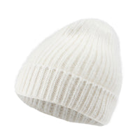 ililily Angora Blended Color Fold Over Short Beanie Ribbed Knit Winter Hat