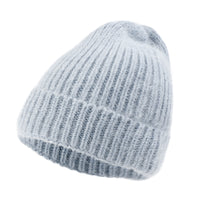 ililily Angora Blended Color Fold Over Short Beanie Ribbed Knit Winter Hat