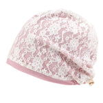 ililily Tencel Lyocell Lace Covered Chemo Beanie Soft Head Cover Sleep Hat