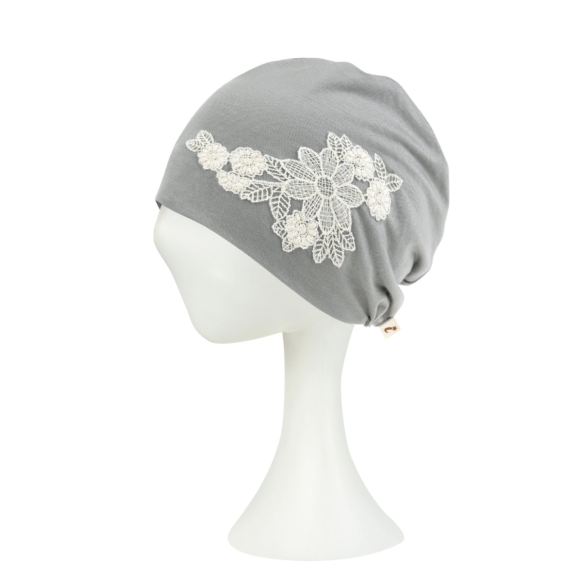 ililily Tencel Lyocell Flower Lace Motif Chemo Beanie Soft Head Cover Sleep Hat