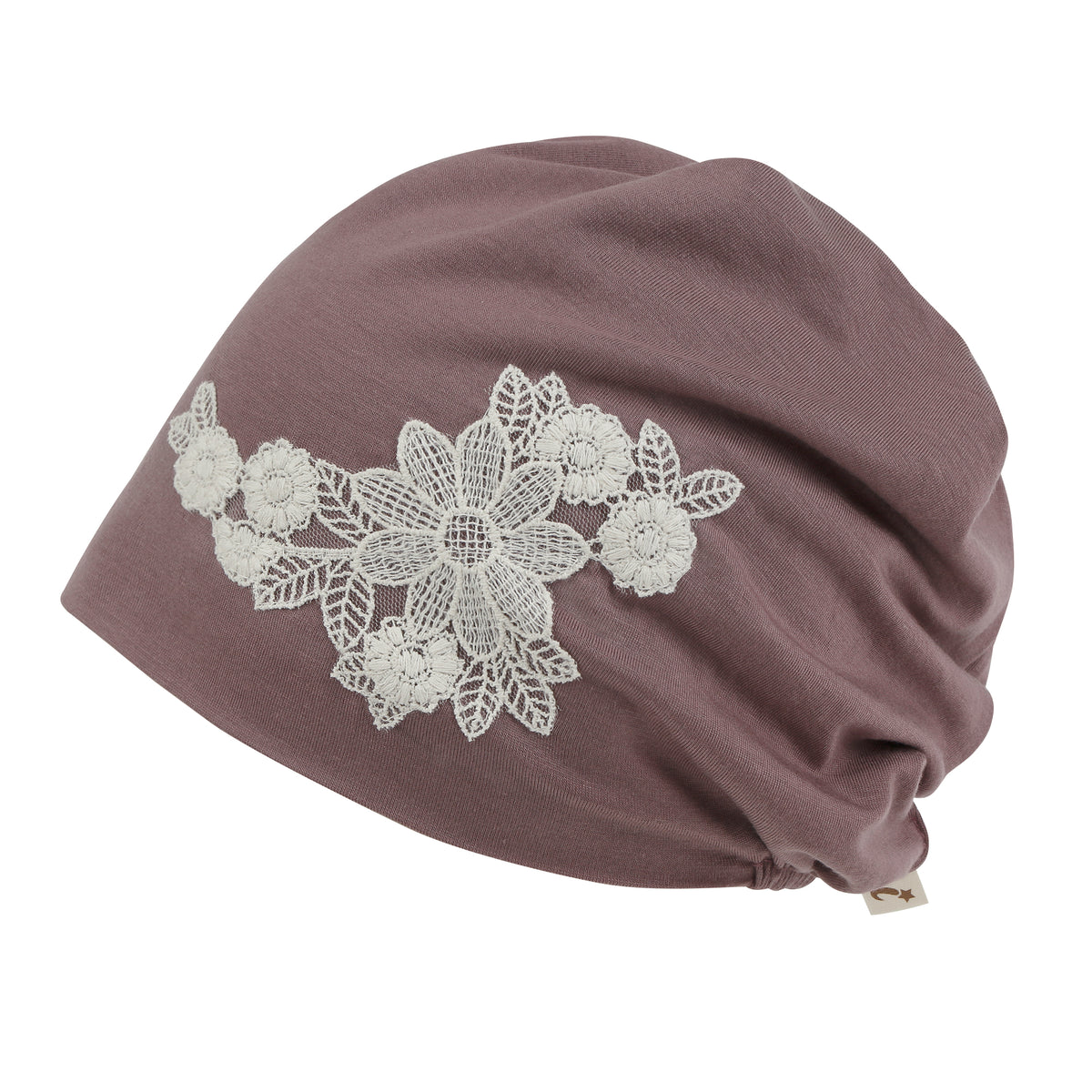 ililily Tencel Lyocell Flower Lace Motif Chemo Beanie Soft Head Cover Sleep Hat