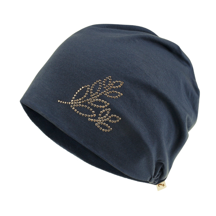 ililily Tencel Lyocell Leaves Rhinestone Chemo Beanie Ultra Soft Head Sleep Hat