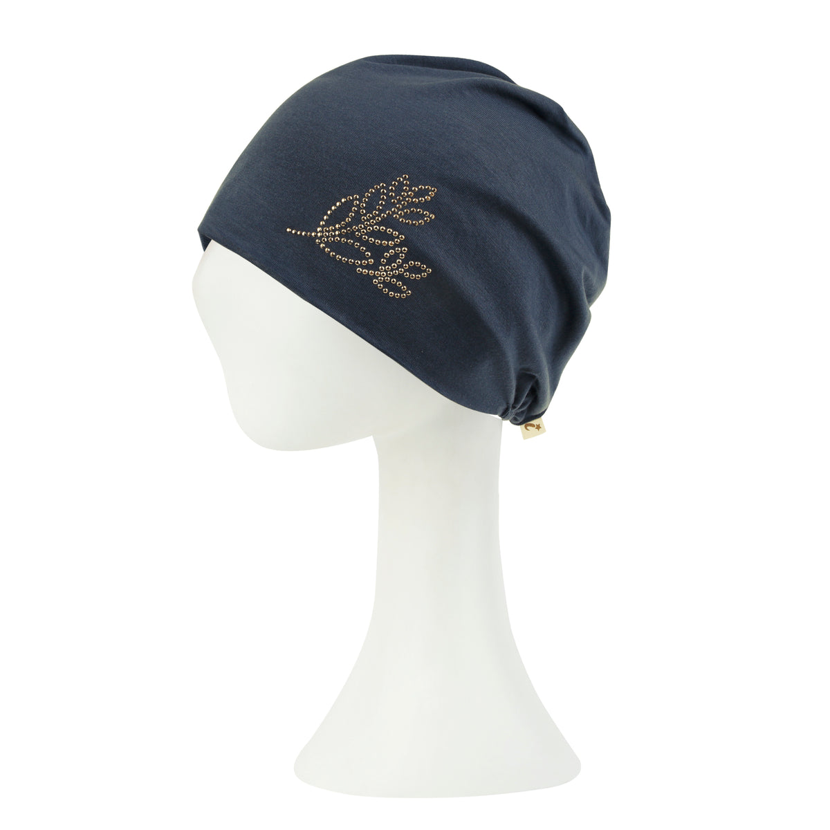 ililily Tencel Lyocell Leaves Rhinestone Chemo Beanie Ultra Soft Head Sleep Hat