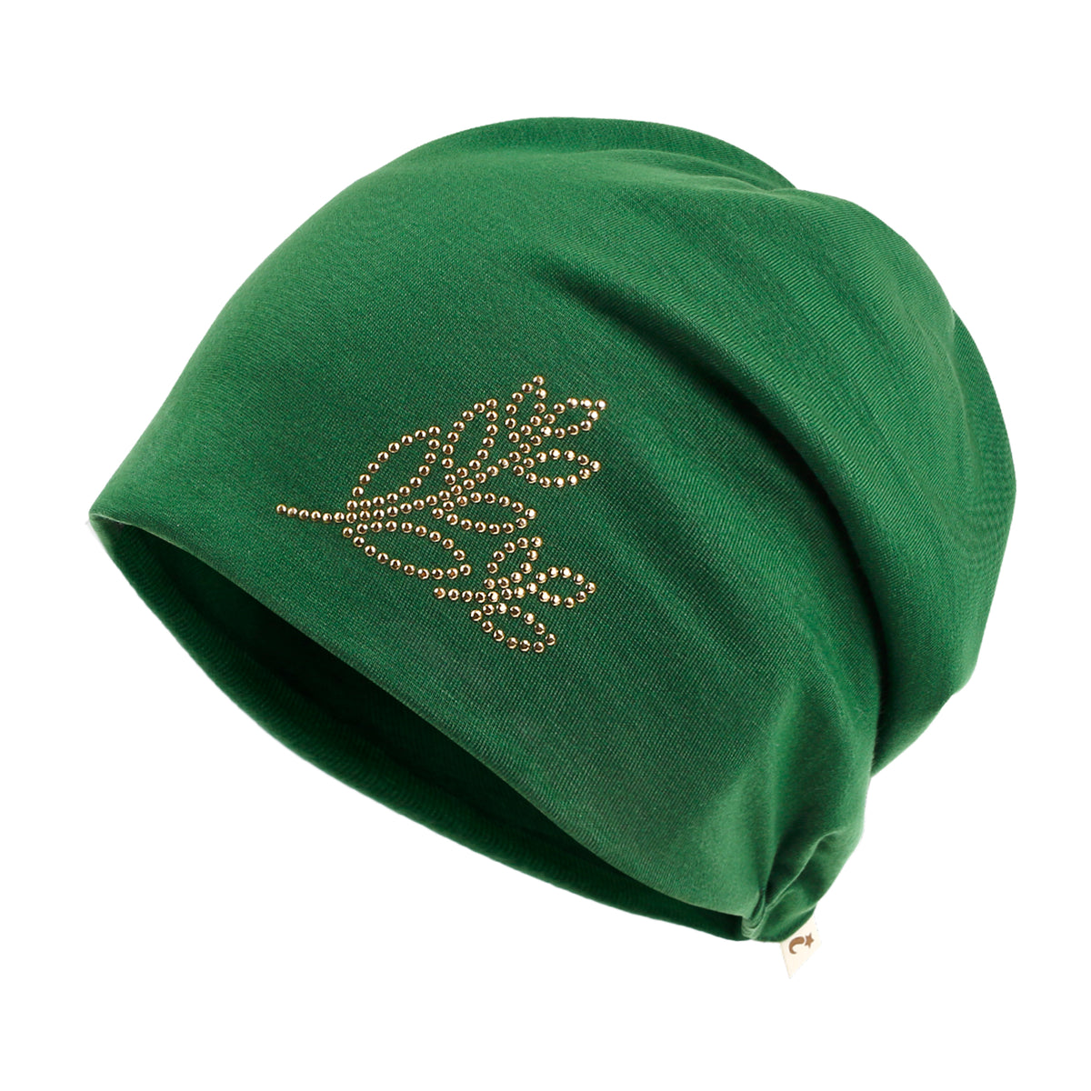ililily Tencel Lyocell Leaves Rhinestone Chemo Beanie Ultra Soft Head Sleep Hat