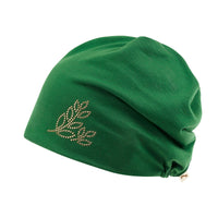 ililily Tencel Lyocell Leaves Rhinestone Chemo Beanie Ultra Soft Head Sleep Hat