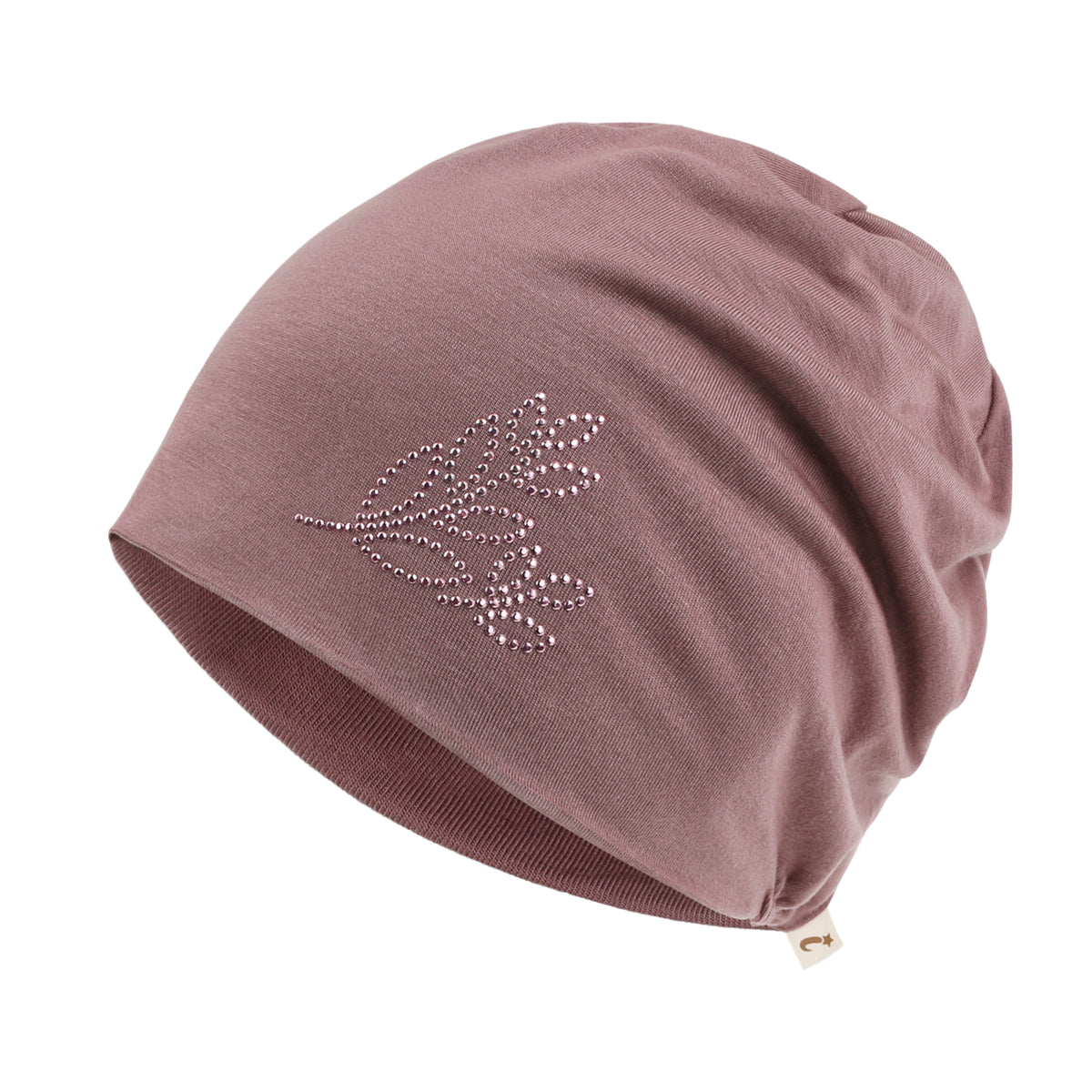 ililily Tencel Lyocell Leaves Rhinestone Chemo Beanie Ultra Soft Head Sleep Hat