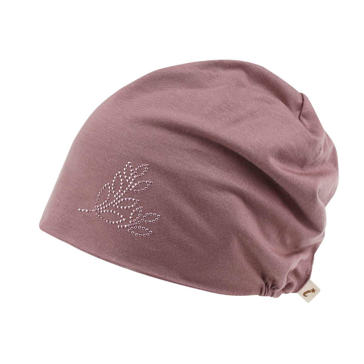 ililily Tencel Lyocell Leaves Rhinestone Chemo Beanie Ultra Soft Head Sleep Hat