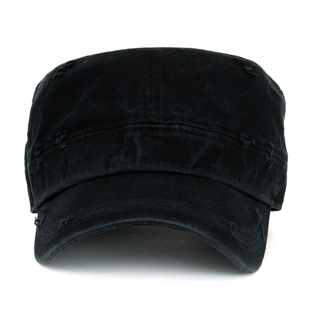 ililily Distressed Cotton Cadet Cap Strap Army Style Hat