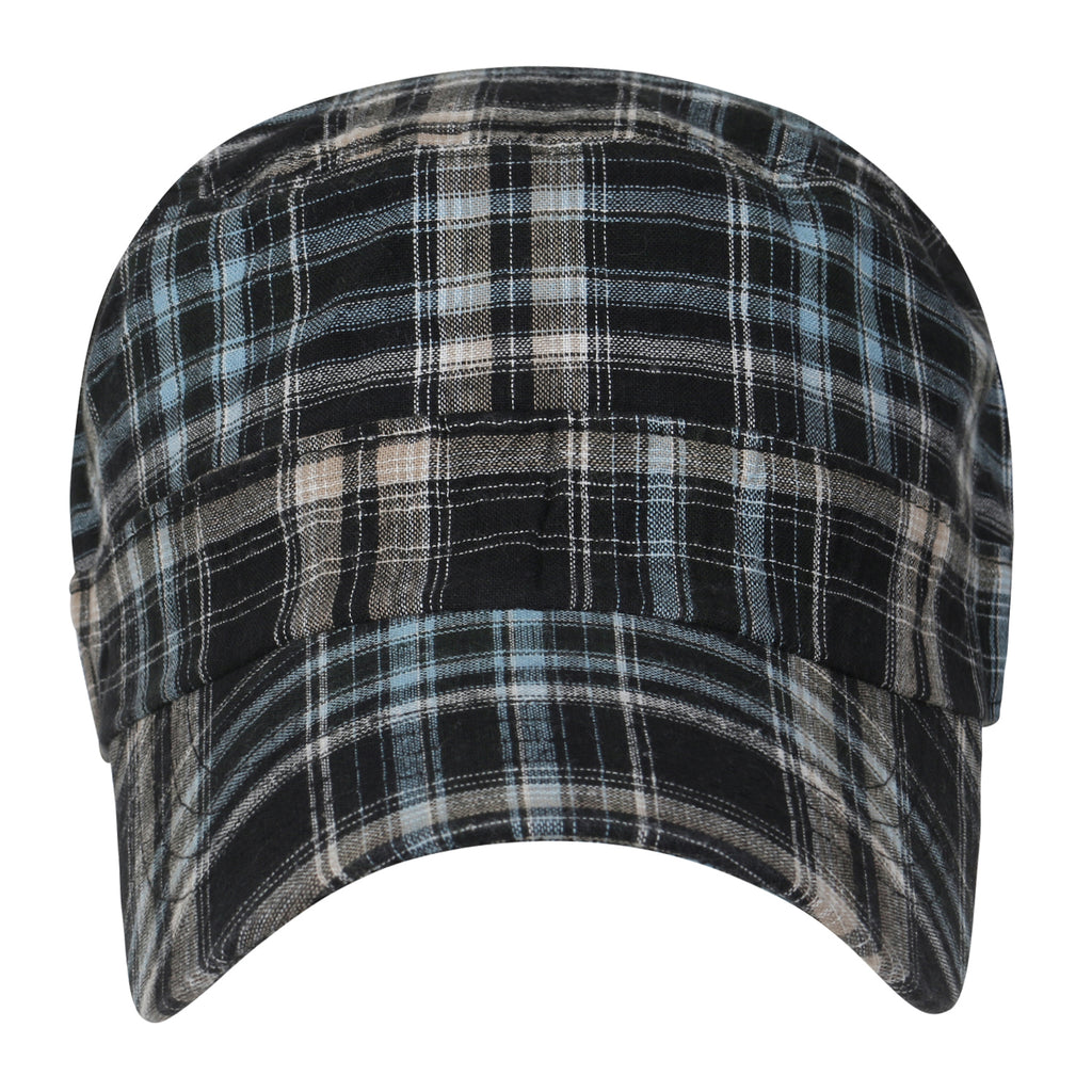 ililily Tartan Checkered Cotton Military Army Radar Hat Casual Cadet Cap