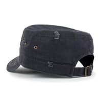 ililily Crystal Gemstone Stud Flower Vintage Cotton Military Army Hat Cadet Cap